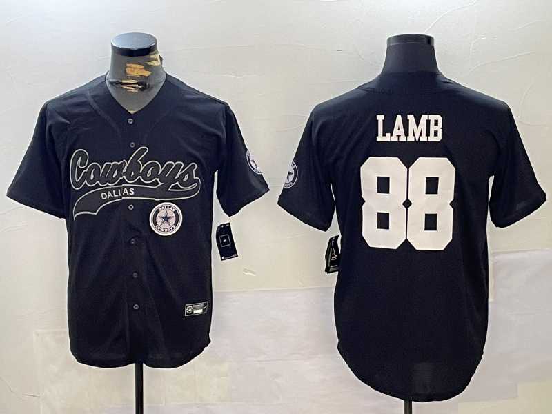 Men%27s Dallas Cowboys #88 CeeDee Lamb Black With Patch Cool Base Stitched Baseball Jersey->dallas cowboys->NFL Jersey